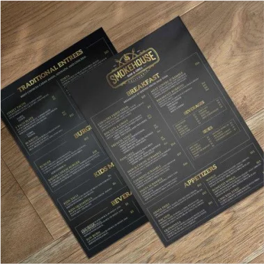 a5menu card printing Design 2