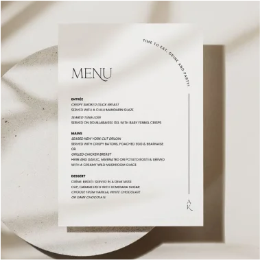 a5menu card printing Design 3