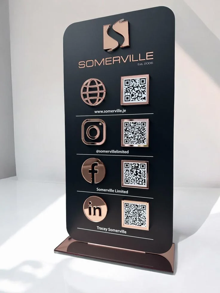 Custom Acrylic Business Social Media Signage - Professional Printing Services