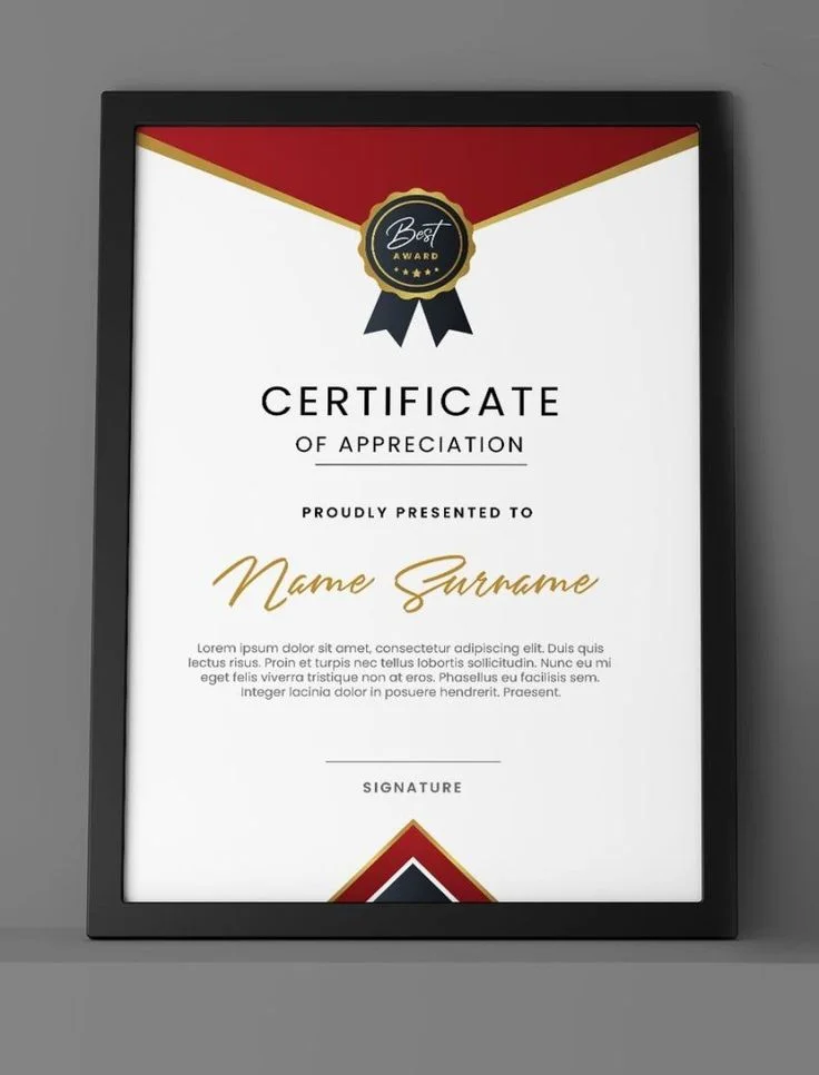 Certificate of Completion - Professional Printing Services
